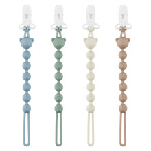 DOUUCO Silicone Dummy Clip for Baby Boys and Girls, Soother One Piece Pacifier Clip, Soft Soother Pacifier Holder BPA Free Teething Toys 4 Pack