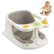 Trintion Baby Bath Seat, Non-Slip Soft Toddler Bath Chair 6 Months Plus with Suction Cups, Ergonomic Baby Bath Support, Grey (Gray, Base)