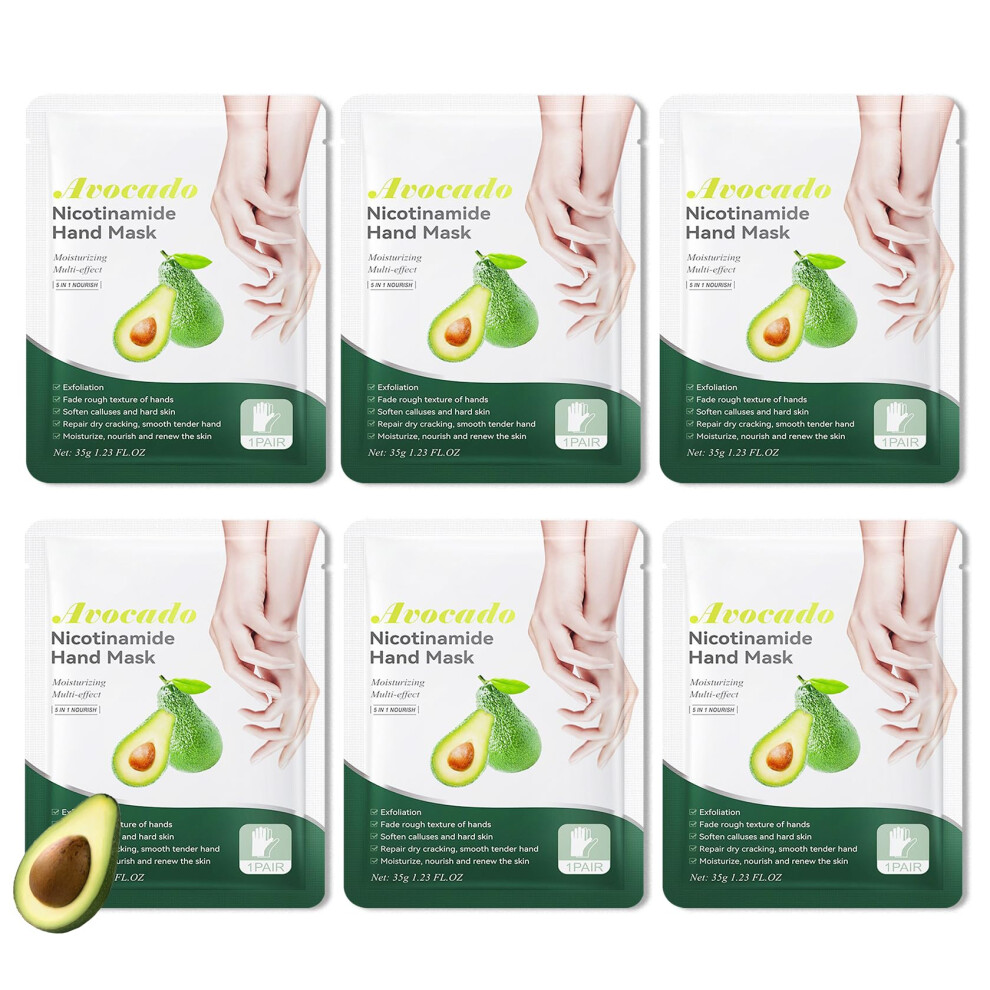 Hand Mask Gloves 6PCS Deep Moisturizing and Exfoliating Spa Treatment for Dry Cracked Hands