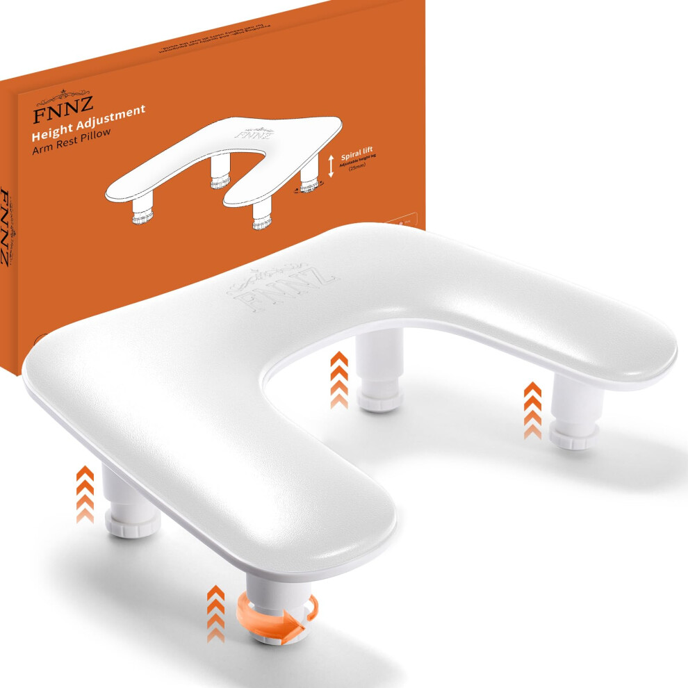 White Nail Arm Rest With Ergonomic Wrist Support, Adjustable U Shaped Manicure Hand Rest Pu Leather