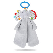 HECCEI Baby Security Blanket - Gray Elephant Plush With Colorful Tags, Square Sensory Toy for Soothing