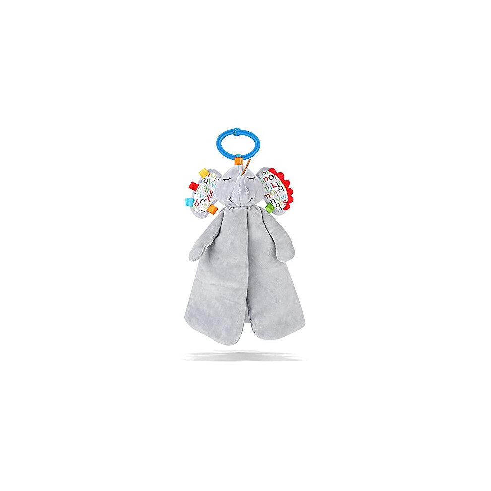 Baby Security Blanket - Elephant Plush With Colorful Tags, Square Sensory Toy For Soothing Gray Heccei