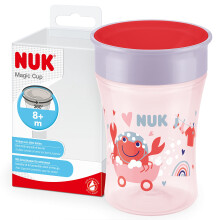 NUK Magic Cup Sippy Cup | 360 Anti-Spill Rim | 8+ Months | Leak-Proof & BPA-Free | 230 ml | Red Crab