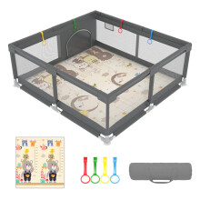 Playpen with Mat 70x59x25.6 Inch Play Yard Sturdy Toddler Indoor Outdoor Safety Infant Playard Kids Activity Center Baby Play Mat