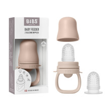 BIBS Baby Feeder with 2 Silicone Nipples, Compatible with Freezer Tray, Easy-Grip, BPA-Free - Ideal for Teething & Self-Feeding, 4+ Months - Blush
