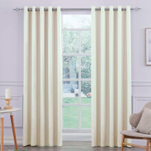 Ultra Soft Cream Satin Blackout Eyelet Curtain Extra Wide Window Treatment Drapes 2 panels for Bedroom, Livingroom, Kids Nursery Room W90 x L54 inch