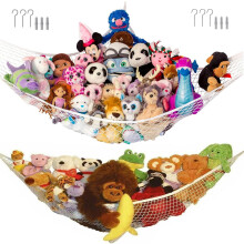 2Pcs Large Teddy Bear Hammock - Toy Storage Net Organiser for Stuffed Animals - Elastic Quality Wall Net for Soft Toys