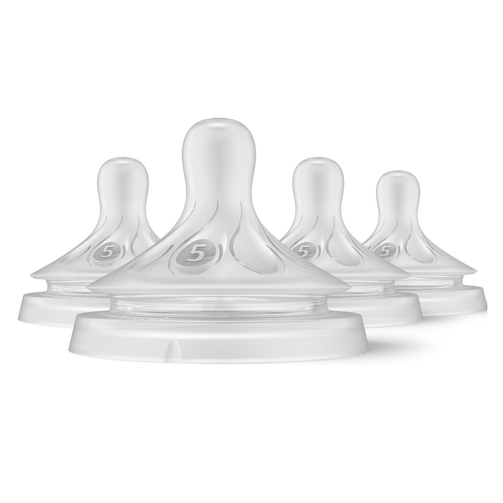 Philips Natural Response Baby Bottle Nipples Flow 5, 6M+, 4Pk, Scy965/04 Avent