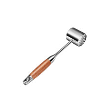 Stainless Steel Meat Tenderizer Mallet with DualSided Surface and Ergonomic Wooden Handle
