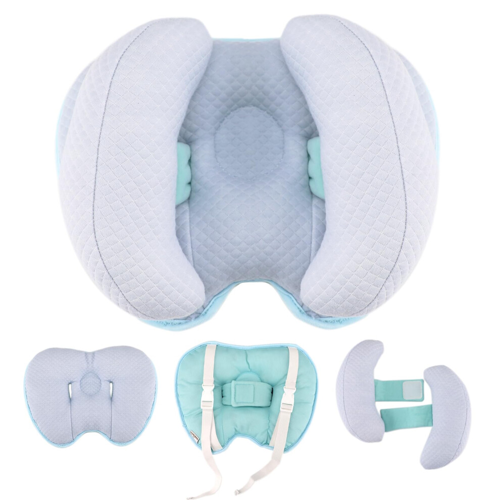 Baby Head Neck Support Pillow, 2 In 1 Banana Neck Pillow For Baby, Adjustable Travel Pillows For Stroller Head Support For Newborn(Blue) Blue Kakiblin