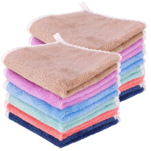 Meng Jiaran 12 Pack Flannels Face Cloths Fleece Face Flannels With Hanging Loop For Baby Kids Adults(30x30cm)