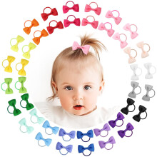 vobobe 40PCS 2 Inches Baby Hair Ties, Toddler Hair Ties with Bows, Elastic Ponytail Holders Mini Small For Baby Girls Infants (Baby Hair Ties-B)