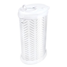 Ubbi Stainless Steel Nappy Bin, Odour Locking, No Special Bag Required, Award-Winning Diaper Pail, Cassette Free Disposal System, Herringbone