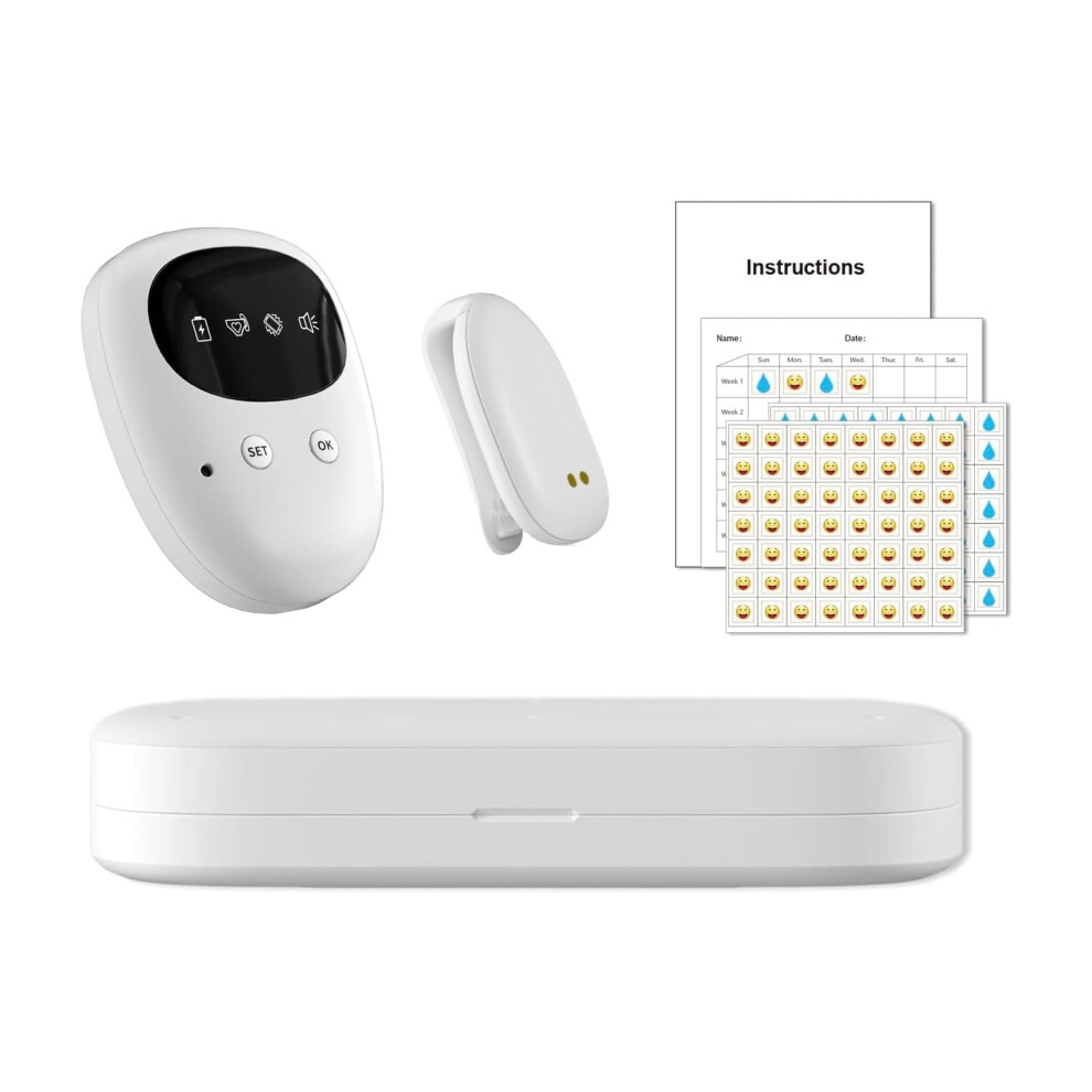 Wireless Bedwetting Alarm For Boys And Girls, Usb Rechargeable, Potty Alarm With Sounds And Vibration, Bed-Wetting Sensor For Kids， White Fency