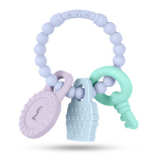 Vicloon Baby Teething Ring Made of Silicone, BPA-Free, Teething Toy, Teething Ring for Babies 3+ Months, Stimulate and Massage Wound Gums (Grey)