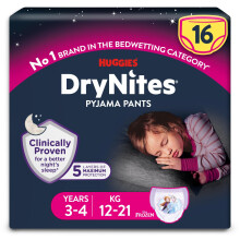 Huggies DryNites 3-4yrs Girl Jumbo Pack- 16 Pants