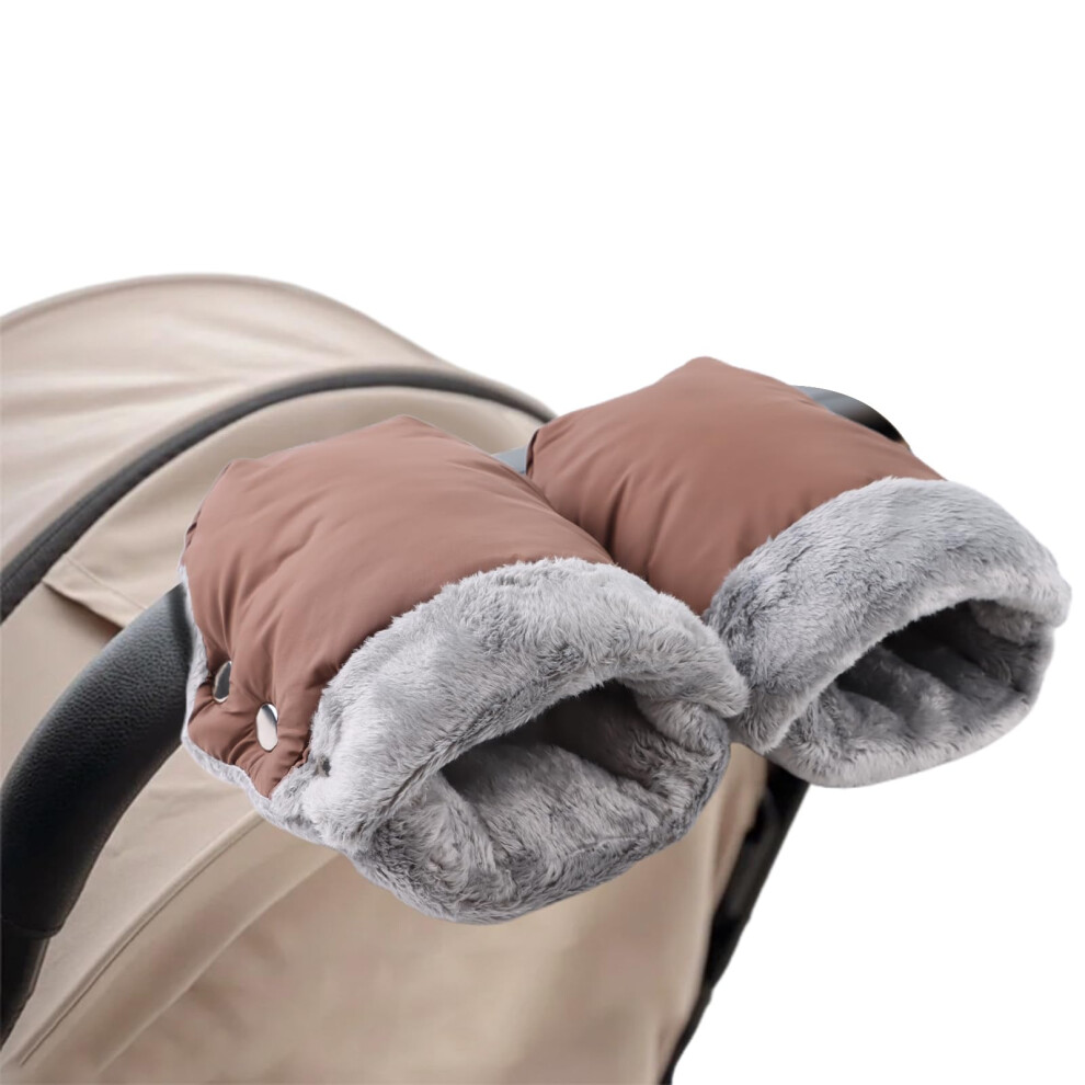 Stroller Hand Muff Windproof Anti-Freeze Pram Hand Warmer Warm Baby Stroller Gloves Pushchair Mittens (Coffee) Xiaohawang