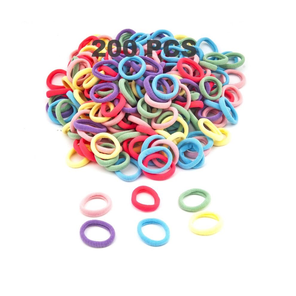 200 Multicolor Hair Bands - Seamless Elastic Baby Hair Bobbles, High Stretch Toddler Hair Bands For Girls & Children Dtxlx