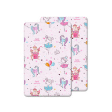 2 Pcs Crib Fitted Sheets (50x90 cm) - Made from 100% Cotton - Antiallergic, Soft, Comfy, Breathable Crib Sheets (Baby Pink Unicorn, 50x90 cm)