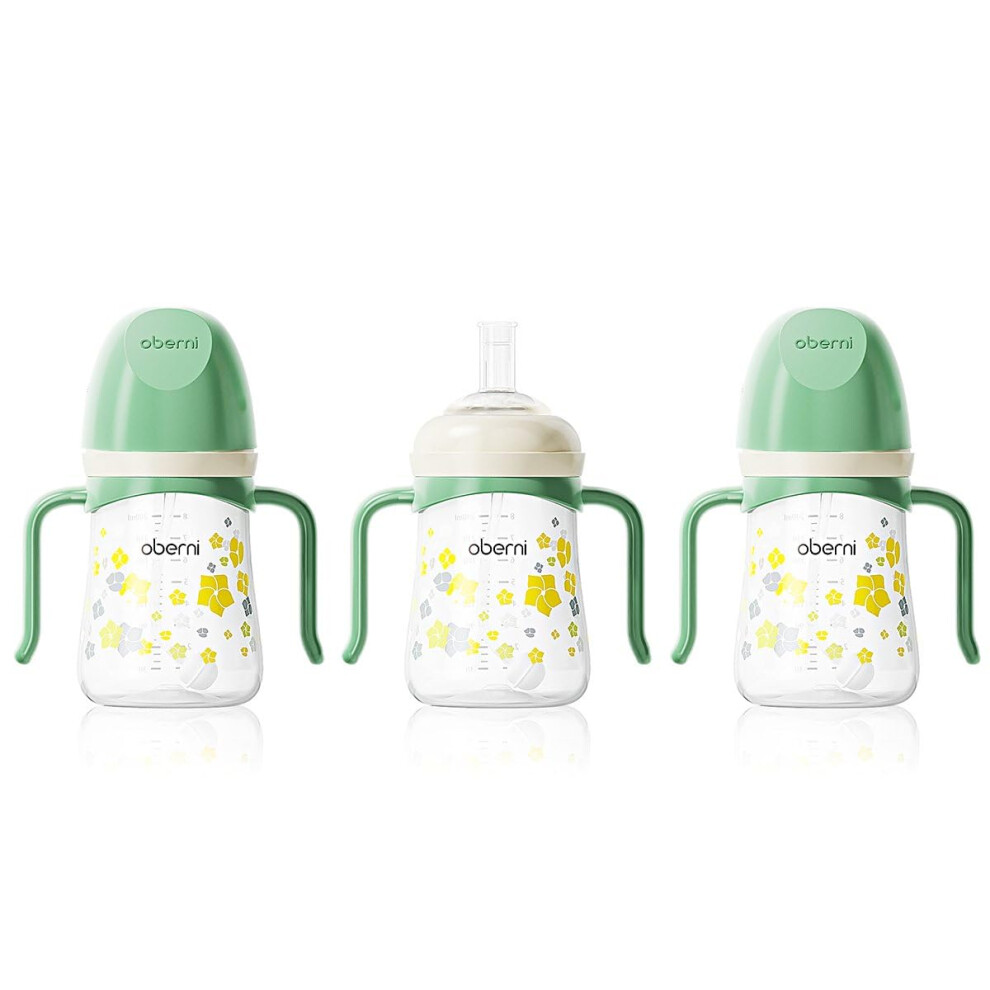 Toddler Sippy Cup, Weighted Straw Baby Drinking Water Bottle With Valved Spout For 6+ Months, 300Ml/Green/3Pack Green Oberni