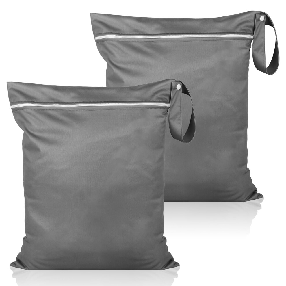 2 Pcs Reusable Travel Laundry Bags, Waterproof Dry Bags For Swimming, Baby Nappy Swimsuits Gymnastics, 40 X 50 Cm Dark/Gray Svalor