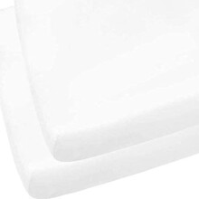 2 x Cot Bed Fitted Sheets, 60 x 120 cm Easy Care Fine Quality Breathable Polycotton Cot Sheet (White-60 x 120cm)