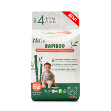 Naty Bamboo Viscose Nappy Pants – Silky Soft, Plant Based Pull ups, Dermatologically Tested for Sensitive Skin & Super Absorbent (Size 4, 80 Count)