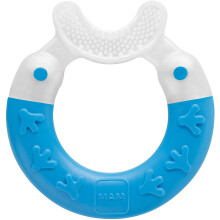 MAM Bite & Brush | Baby Teething Toy | Suitable for 3+ Months | Soothes Painful Gums | Easy-to-Hold Ring Handle | BPA- and BPS-Free | Blue