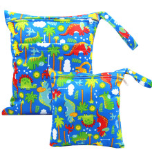 FenFang Wet Bag, 2 PCS Wet Dry Bags for Cloth Diapers Nappy Daycare Organiser Storage Bags, Waterproof Washable Reusable Zipper Bag (Blue)