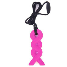 Chew Twist Pendant Training and Development Fidget Chew Necklace for Sensory,Oral Motor, Anxiety, Autism, ADHD Pink