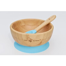 Just Bamboo Baby and Toddler Suction Bowl Set for Feeding and Weaning | Outstanding Suction | Bamboo Bowls With Matching Spoon Set From 6 Months