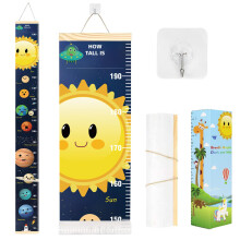 Height Chart for Kids,Baby Height Growth Chart,Wall Hanging Measuring Ruler for Baby Girls Boys Toddler Bedroom (Sun)
