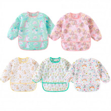 Yunguui Long Sleeve Baby Bib, Lightweight Waterproof Sleeved Bib Smock for Baby Toddler 3-30 Months