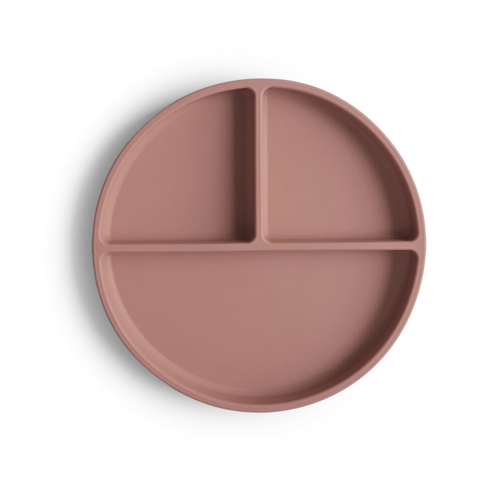 Silicone Suction Plate | Non-Slip Divided Plate For Babies & Toddlers | Food Grade Silicone | Dishwasher & Microwave Safe | Cloudy Mauve Mushie