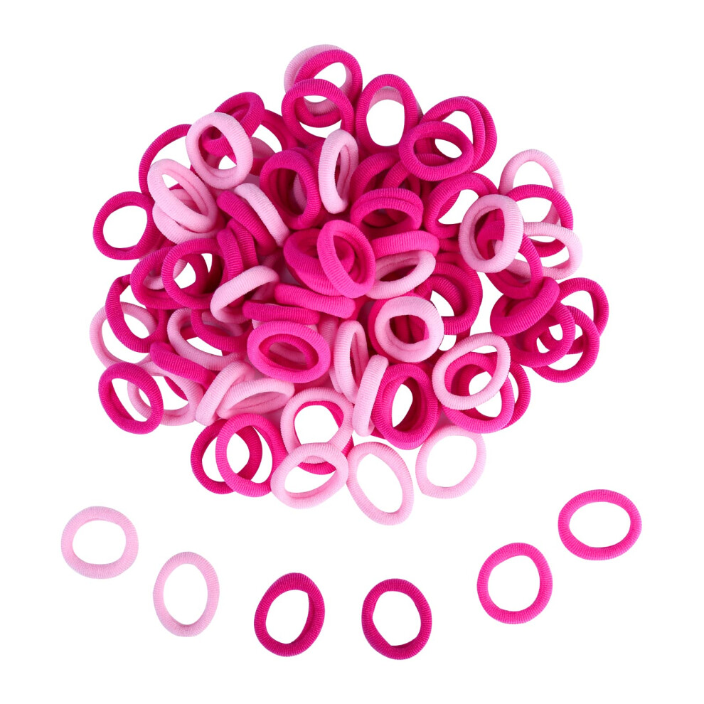 Baby Hair Bands Kids Toddler, 100 Pieces Soft Small Tiny Elastic Hair Ties Rubber Bands Hair Bands Ponytail Holders For Baby Girls Pink Zingso