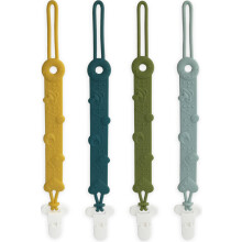Dummy Clip MOBU 4pcs Soft Silicone Dummy Clips Boys Girls, Cute & Stylish Colours Pacifier Clips Holders Soother Clips Chains (4 Colors_Ⅰ)