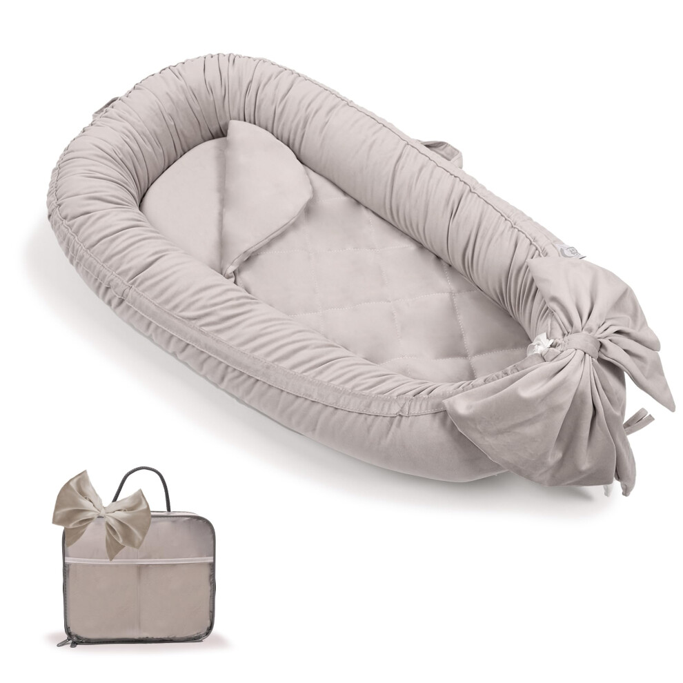 Baby Nest Pod For Newborn,Baby Sleep Pod Soft Breathable Napping Or Traveling For 0-12 Months,Travel & Baby Essentials For Newborn (Grey) Grey Eaq