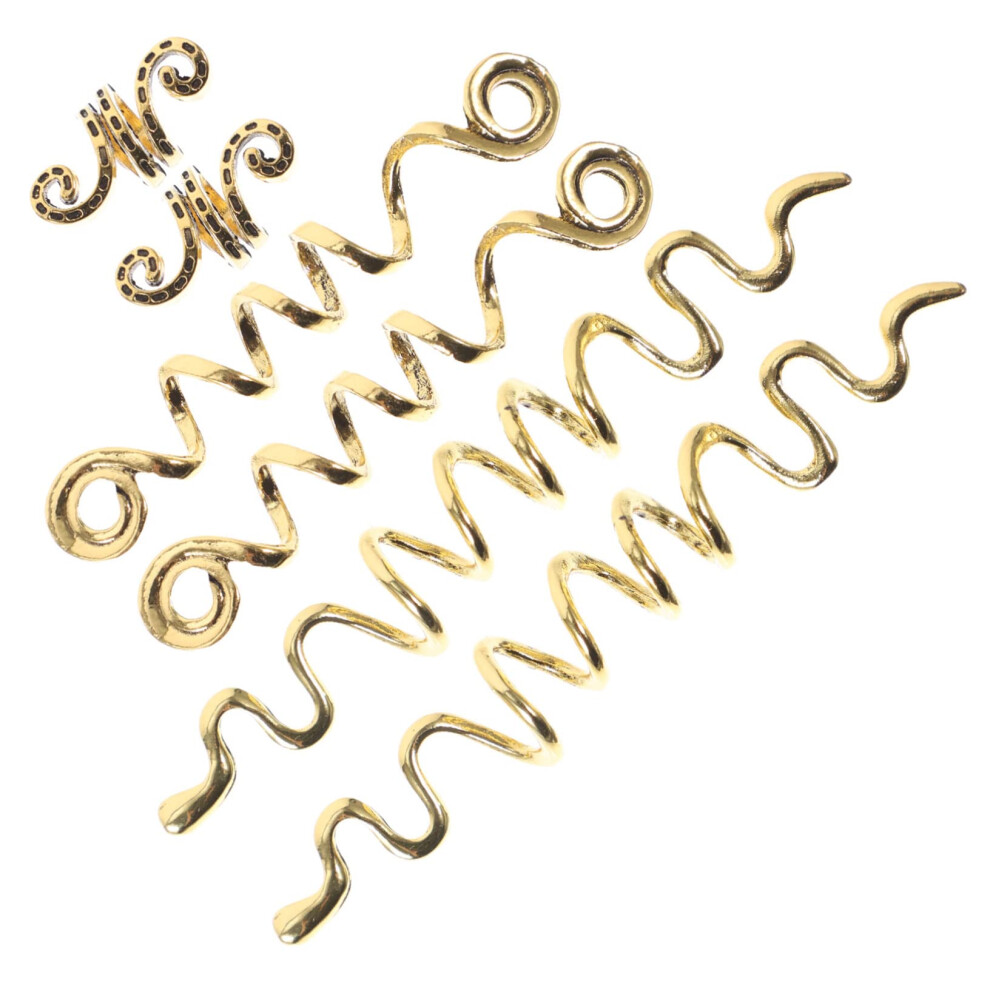 Unisex Braiding Hair Jewelry Set With Chic Spiral Coil Hair Cuffs For Braids And Dreadlock Charms, 6Pcs