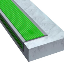 2M Bullnose Stair Anti Slip Nosing Self-Adhesive Vinyl Edging Strip,Non Slip Step Trim,PVC Rubber Angle Stair Edge Trim(50x25mm,Green with Grey)