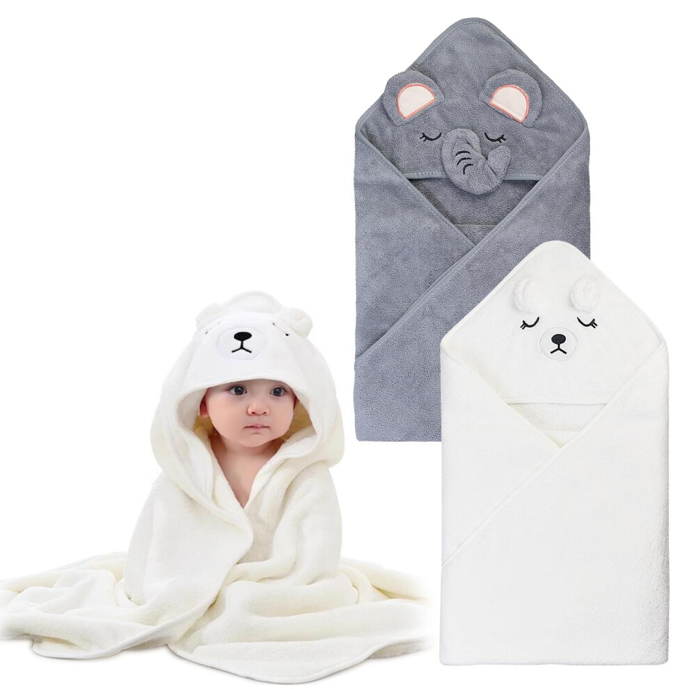 2 Pcs Hooded Baby Towel With Hood, Baby Bath Towels Newborn Xdealcozyxc