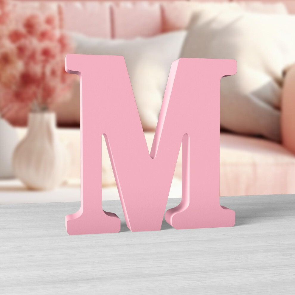 6 Inch Wood Letters For Wall Decor - Unfinished Decorative Standing Large Letter M For Craft Home Party Projects Pink Aruatu