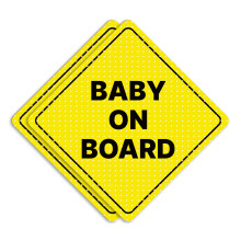 GEEKBEAR Baby on Board Sticker or Magent for Cars - 2 Pack Safety Signs, 6.8 x 6.8 in (Sticker, Yellow)