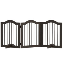 PawHut Safety Gate for Small Dogs Foldable 154.7 x 61 cm Dog Gate at Home 3 Panels with Wide Legs for Stairs Hallways Coffee