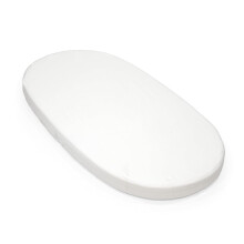 Stokke Sleepi Fitted Sheet V3, White - Soft Sheets for Sweet Dreams - Made for Oval Sleepi Bed - 100% Fine Cotton Percale - Washable