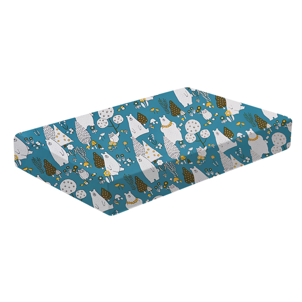 Billion Xin Cot Bed Fitted Sheets 70 X 140 100% Cotton Soft Hypoallergenic Fully Elasticated Breathable Easy Care(Bears & Owls)