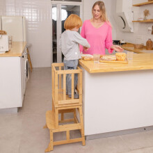 COSYLAND Standing Step Stool for Kids – Bamboo Stool for Kitchen Counter, Bathroom or Nursery (Wood)
