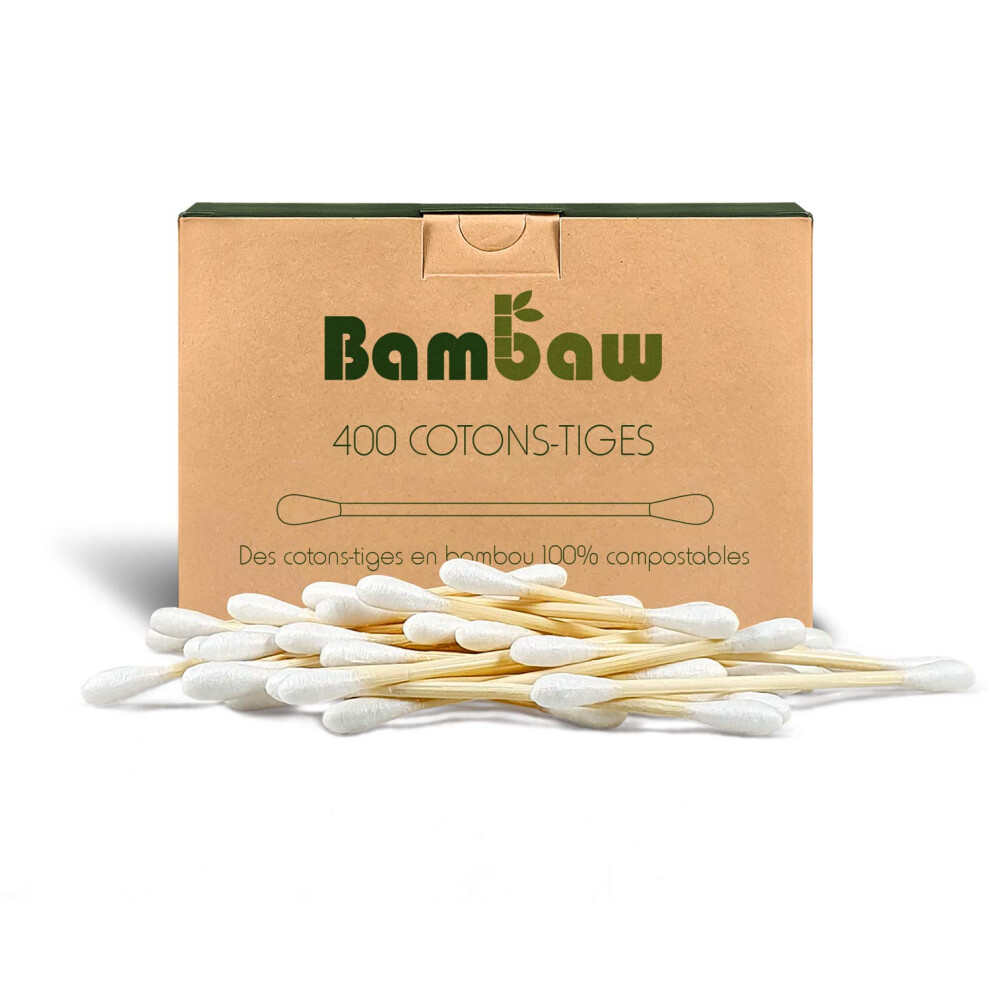 Bambaw 400 Bamboo Cotton Buds, Ear Sticks, Cotton Swab, Bamboo Earbuds, Wooden Ear Buds