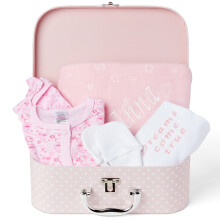ellabellaboo Baby Box Shop - Personalised Baby Girl Gift Set - Newborn Gifts with Pink Keepsake Box - Baby Girl Gifts Personalised for New Born Girls