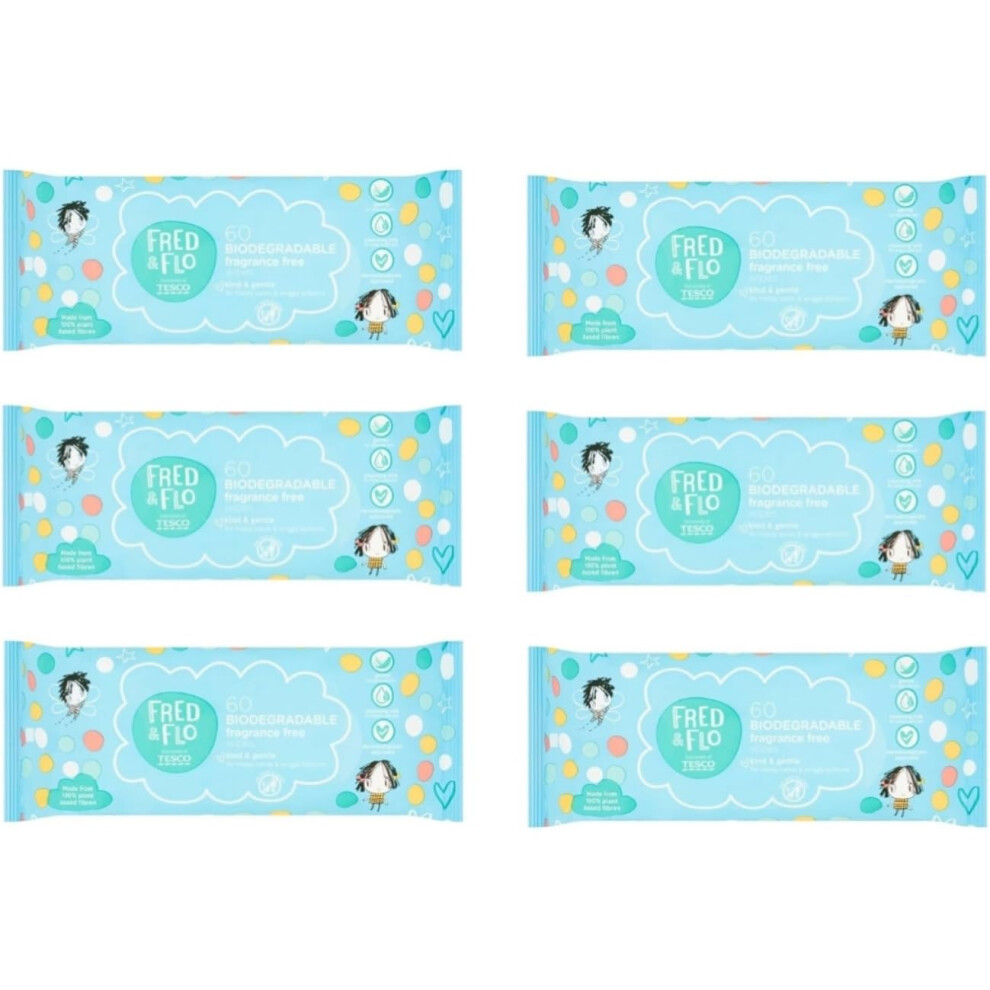 Bizzal 6X Fred & Flo Kind & Gentle Fragrance Free Wipes 60 Pack