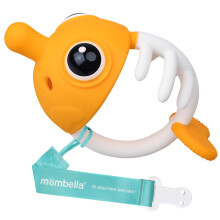 Mombella Clownfish Teether Teether Soft Silicone Teething Toy for Babies 3 Months and Up with Pacifier Clip Gift for Baby, Yellow